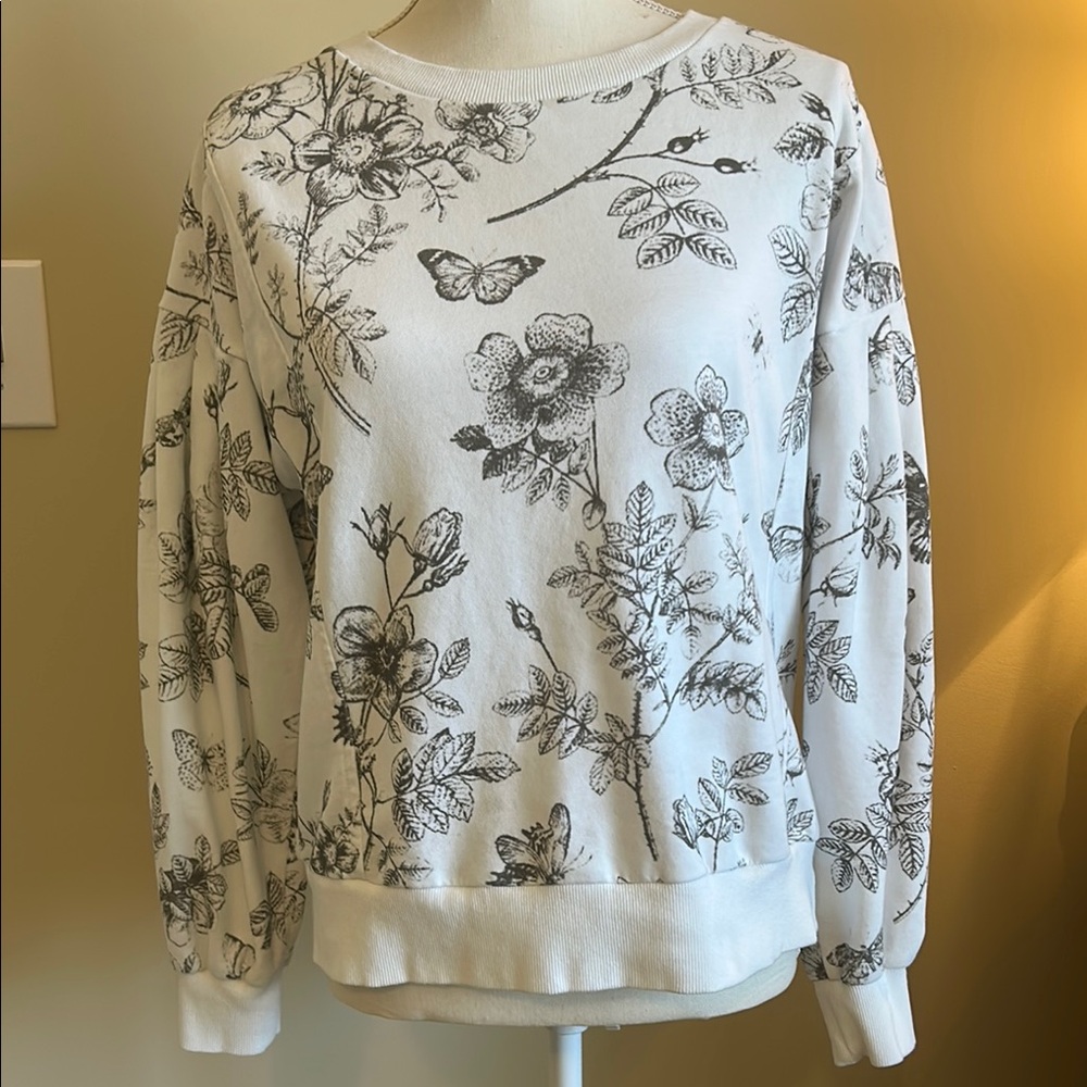 Umgee White Floral Sweatshirt